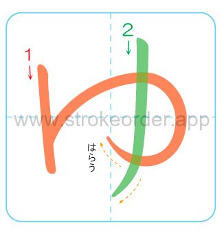 yu Hiragana stroke order chart