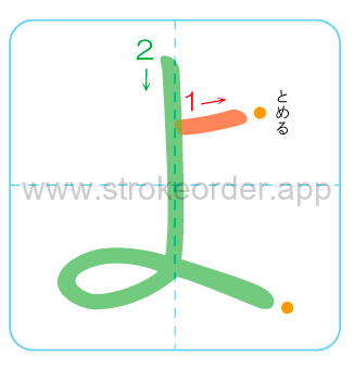 yo Hiragana stroke order chart