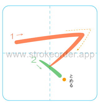 Katakana stroke order forma (マ)